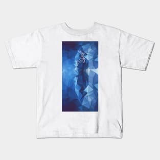 Geometric deer linear blue abstract style Kids T-Shirt